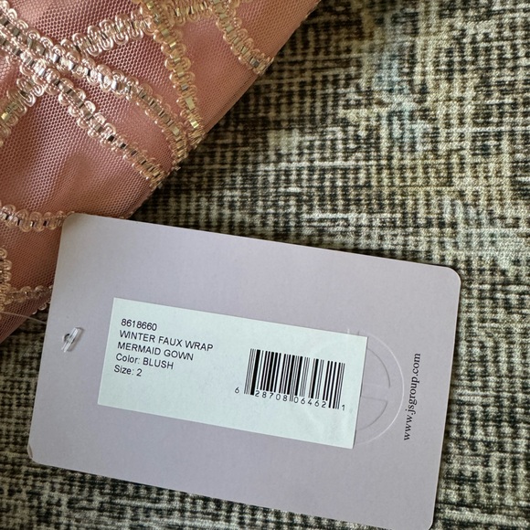 JS WINTER FAUX WRAP MERMAID GOWN Color: BLUSH - Picture 8 of 8
